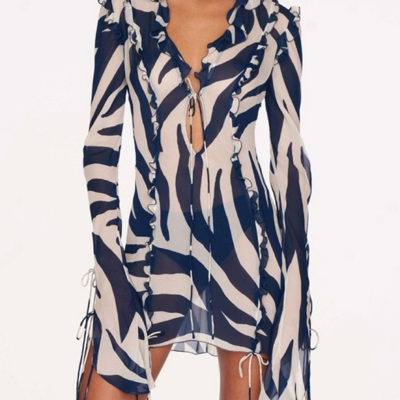 Rat & Boa Annika Zebra Print Mini Dress Medium - Picture 4 of 11